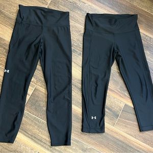 Two pair of women’s under Armour, athletic leggings capris /crop, size med